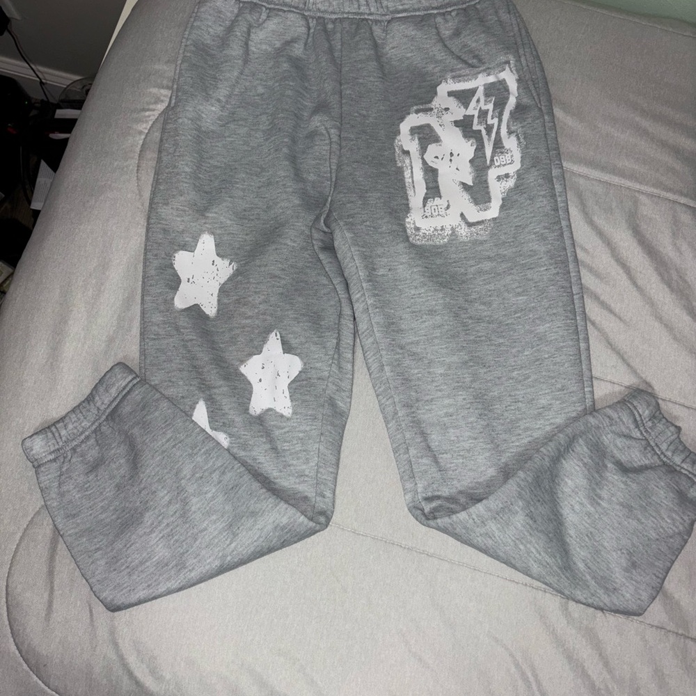 SHEIN Kids Gray Star and Lightning Joggers